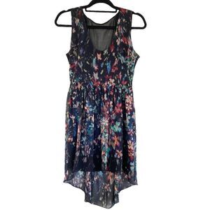 Zara Waterfall Colorful High Low Dress Medium